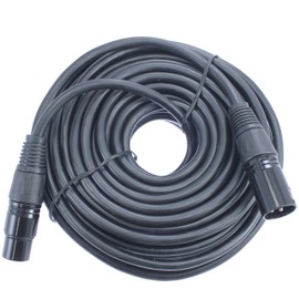 Balanced XLR Mic Cable with Male to Female Servicable Black XLR Connectors (4, 50ft)
