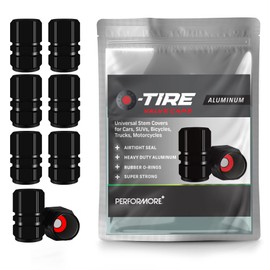 Performore 8 pcs Tire Valve Caps Heavy-Duty Stem Covers Universal Car Wheel Tire Valve Stem Caps Dust Cover for Cars, SUVs, Bikes, Bicycles, and Motorcycles (Black)