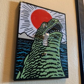 Godzilla themed HOLOGRAHPHIC wall plate cover:_Rising sun_Rocker/outlet