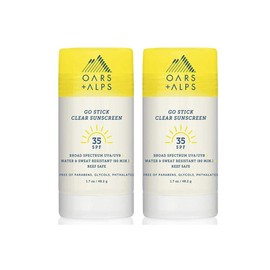 Oars + Alps Oars + Alps Go Stick Clear SPF 35 Face Sunscreen, Skin Care Infused with Vitamin E and Antioxidants, Water and Sweat Resistant, TSA Friendly, 1.7 Oz, 2 Pack