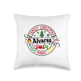 Alvarez Family Name Christmas 2024 Matching Surname Group Throw Pillow