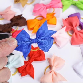 Clipband Clipband Puppy Dogs Hair Barrettes Bows with Rubber Bands,Hair Accessories Bow Pet Grooming Cute Pet Small Hair Bowkno (Style B-40pcs)