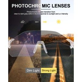 BATFOX Photochromic Cycling Sunglasses for Men & Women,UV400 Sports Glasses W/Adjustable TR90 Frame for Running,Baseball,MTB