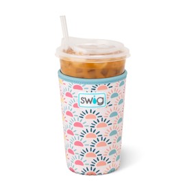Swig Life Iced Cup Coolie, Standard 22oz Iced Coffee Cup Insulator Sleeve with Handle, Neoprene Insulated Coolie Keeps Drinks Cold (Sun Chaser)