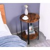 RokiaTek Round Sofa Side End Tables 2-Tier Industrial Bedside Nightsand