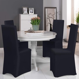 Beautissu Banquet Chair Covers, Set of 4, 45 x 90 cm, Leona Elegant Stretch Covers for Chairs, Elastic Chair Covers in Set with Oeko-Tex Seal in Black