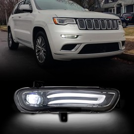 Huray Right Front Fog Light for Jeep Grand Cherokee 2017-2022 RH LED DRL Daytime Running Driving Lamps Bumper Fog Light Replacement for 68273052AC Passenger Side