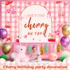 TEASIK Pink Cherry Party Backdrop 6x3.6FT - Cherry Decorations for