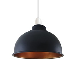 Retro Metal Light Shades, Vintage Style Ceiling Island Lamp Pendant Shade, Non Electric 21cm Easy Fit Curved Kitchen Lampshade, Office, Living Room Light Shade with Reducer Ring (S1-Black+Gold)