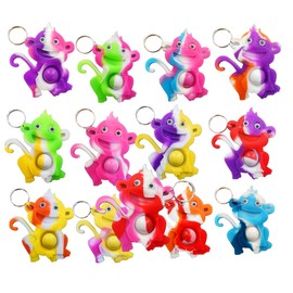 24 Packs Monkey Bulk Mini Pop Keychain，Birthday Gift Party Favors Supplies,for boy and Girl Student Award Gift