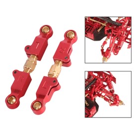 Luwecf 2Pcs 1:14 RC Vehicle Steering Rods Linkages Arm Tie Rods Adjustable Upgrade Kit Metal Steering Turnbuckles for 14209 14210, Red