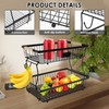 LSCSJUNS 2 Tiers Fruit Basket with Wood Handle Metal Fruit