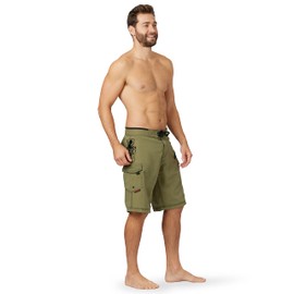 Maui Rippers Men’s Board Shorts - Octo Tako | Triple Stitch Quick Dry Men’s Swim Trunks (36, Olive)