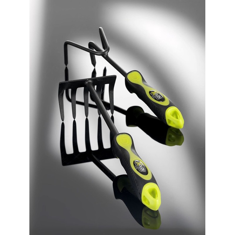 Xclou Kleingrubber 3 Formgerechter TPR Handle Garden Tool Cultivator, Green/Black,