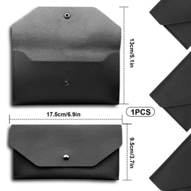 TuseRxln Cash Envelopes PU Leather Wallets, Reusable Waterproof Money Envelopes for Cash, Women, Girls and Men (Black)