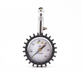 NUZAMAS 2" Dial Premium Tyre Pressure Gauge, Heavy Duty Car & Motorbike with Chucks - 60 PSI, Compact Size, Light Weight Discharge Valve