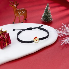 ZENI Weihnachtsmann Armband Geschenk für Mädchen Kinder Damen Handgefertigte Filigrane Schnur Armband, Weihnachten Geburtstag Geschenk, Schwarz