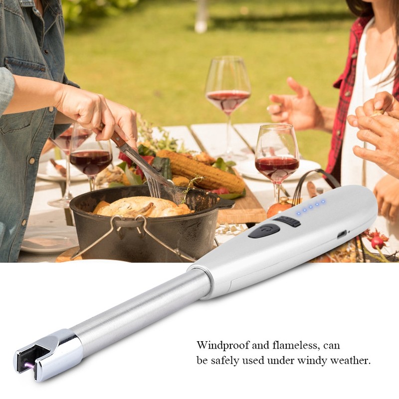 USB Windproof Electric Lighter Portable BBQ Picnic Lighter with Power
