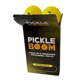 PickleBoom Pack of 6 Seamless Outdoor Pickleball Balls | 40 Small Precisely Drilled Holes