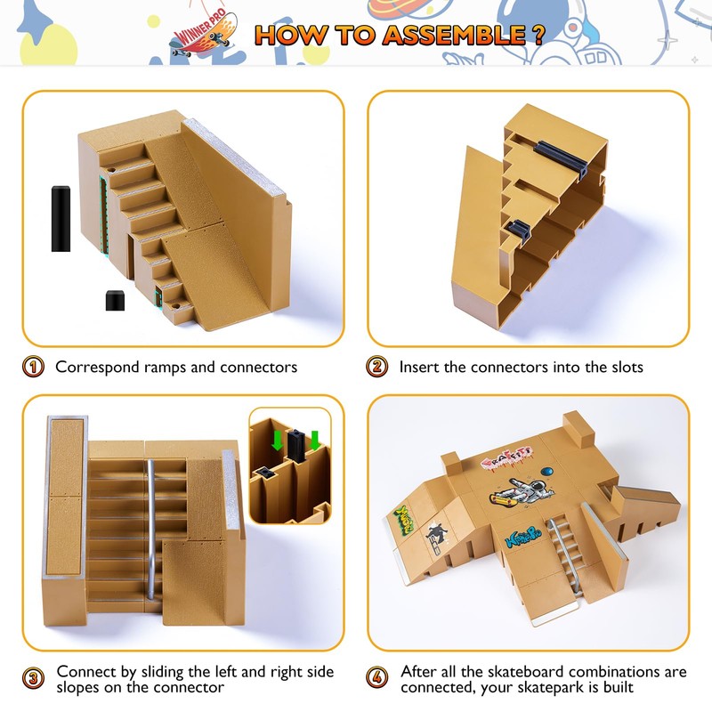 WINNER PRO Fingerboard Skate Park Kit - Finger Skateboard Ramp