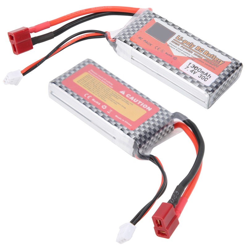7.4V 1300mAh 30C Lipo Battery with T Plug Rechargeable Lithium