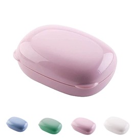 LaaSong Soap Holder Travel Case Portable Round Soap Dish with Lid Leak Proof Soap Box for Shampoo Bar Soap (Large, Pink)