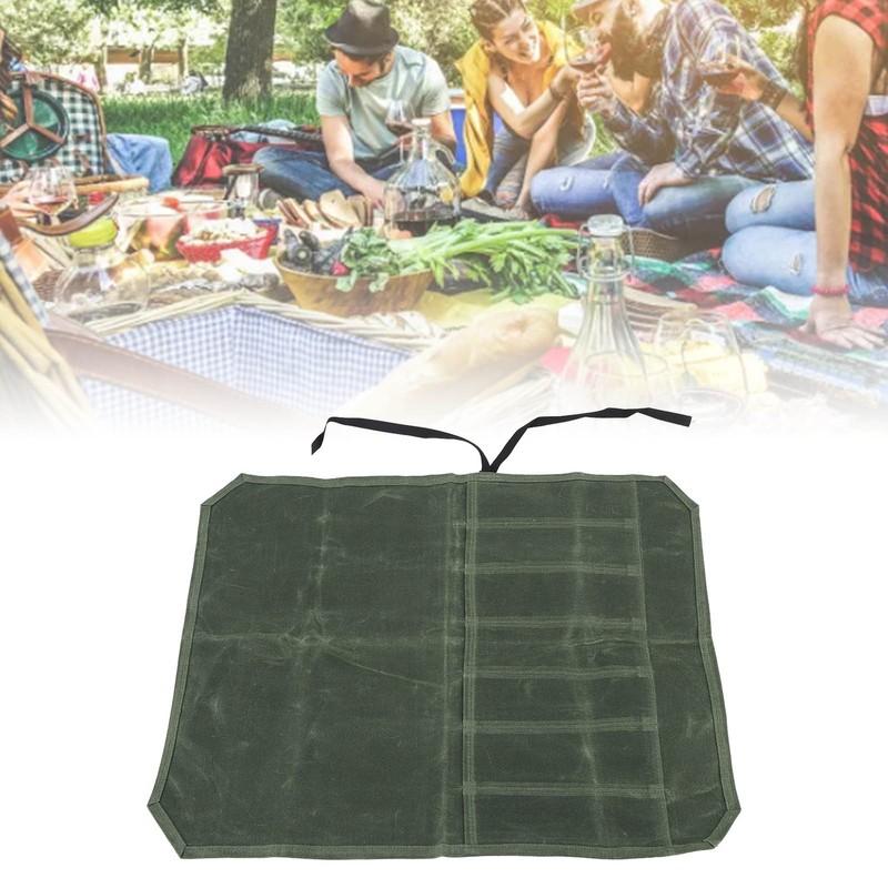 Camping Utensil Bag Canvas Cookware Knife Storage Bag Portable Tools