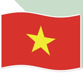 Extra Large 460mm 'Waving Vietnamese Flag' Permanent Sticker Decal for Cars/Windows/Bins/Walls (DW00108091)