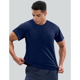 MIER Men's Workout T Shirts Dry Fit Short Sleeve Athletic Gym Running Lightweight Performance Tee Tops,UPF 50+, Navy XXL