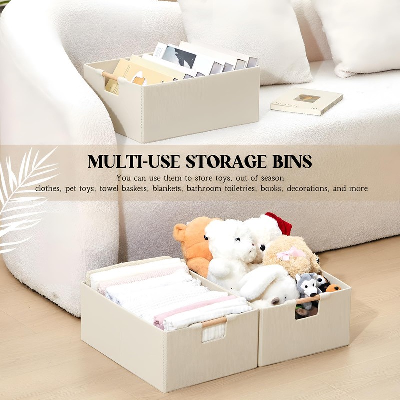 Cinnvoice 3 Pack Fabric Storage Bins for Closet Shelves, 15