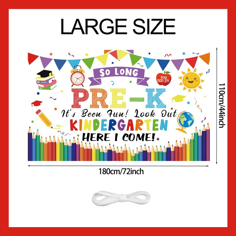White Kindergarten Graduation Banner - Look Out Kindergarten Here I