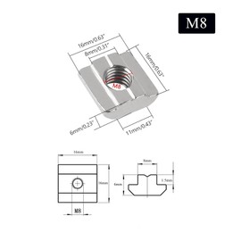 MejaRizon Slot Nuts 8 Type B Pack of 20