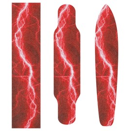 Nander Thunder Lightning Red Skateboard Grip Tape Sheet,Non Slip Waterproof Sandpaper Scooter Grip Tape Longboard Griptape 44.1x10.1inch