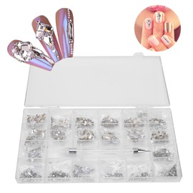 DIY Nail Art Rhinestones, 13 Styles Shiny Glass Jewels Diamonds for Nail Decoration, Make-up, Phone Decor, Nail DIY Glass Decoration with Rhinestone Picker
