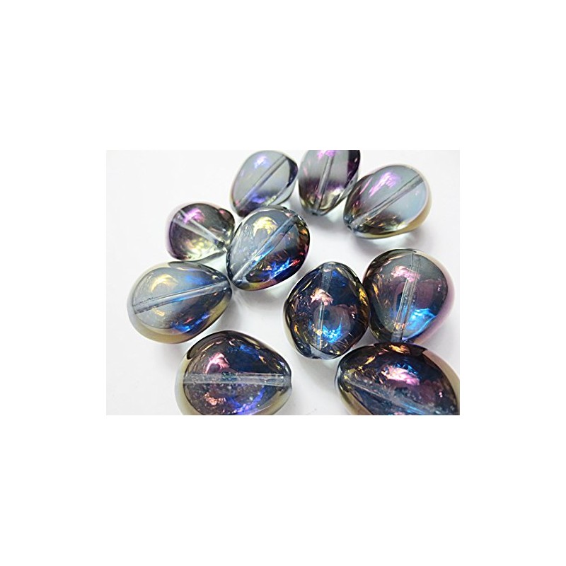 10 Pcs Teardrop Aurora Crystal Glass Beads Purple 17mm Accessory