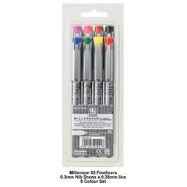 ZIG Millennium Fineliner Drawing Pen Sets - 03 (0.35mm) 8 Pen Set
