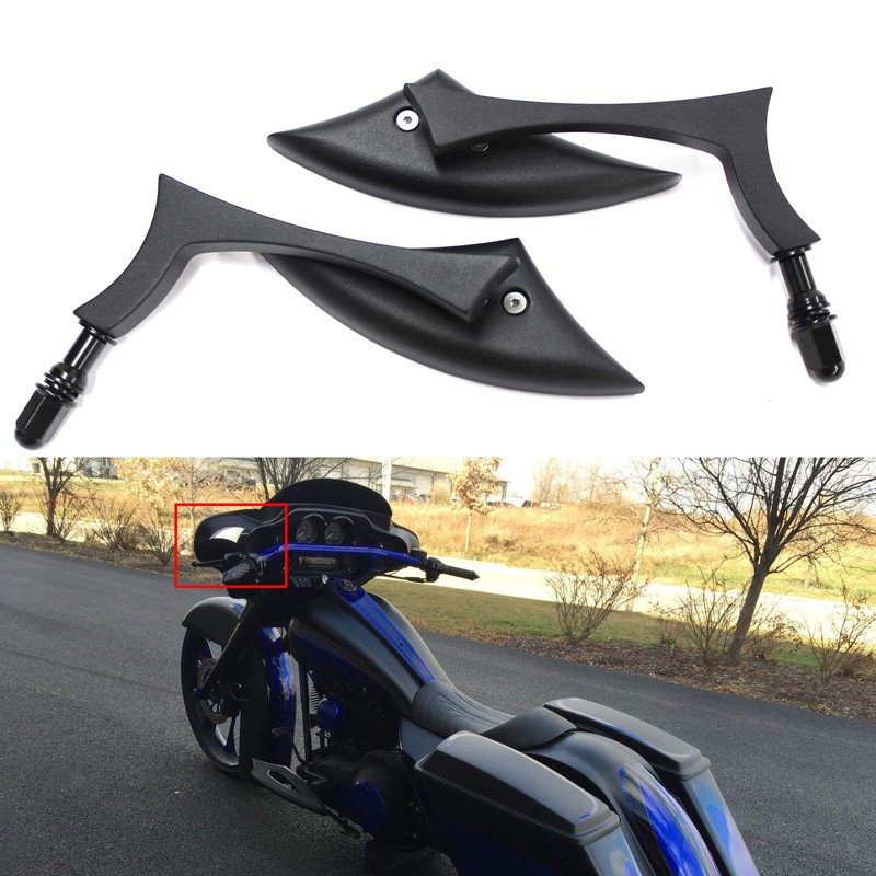 Rich Choices Black Motorcycle Handlebar Side Mirrors Rearview Blade Compatible