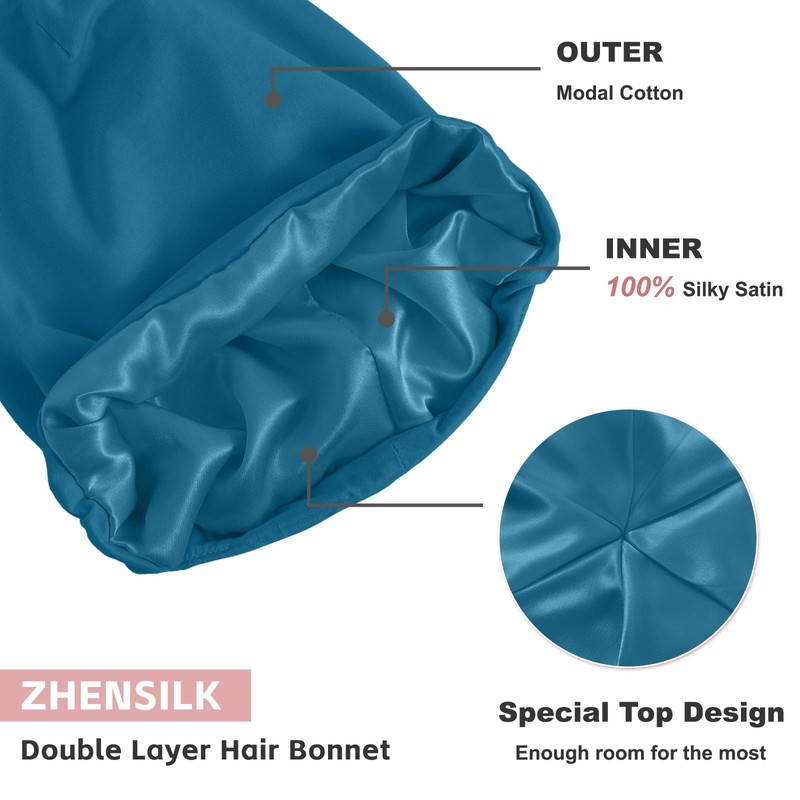 Silk Bonnet for Sleeping Women, Adjustable Silky Satin Lined Sleep