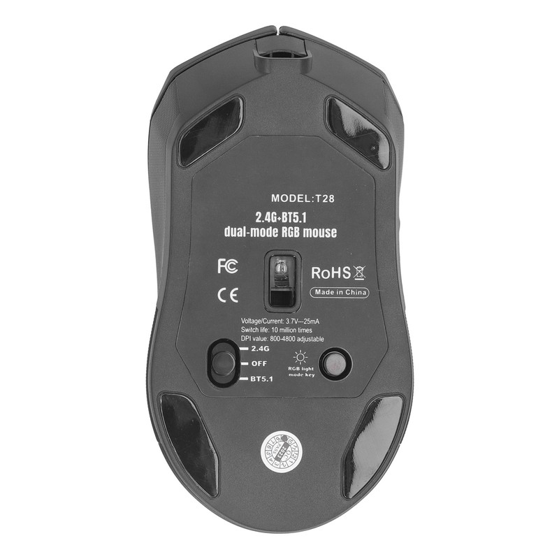 Wireless Mouse 2.4G Or BT5.1 Adjustable DPI Hollowed Out RGB