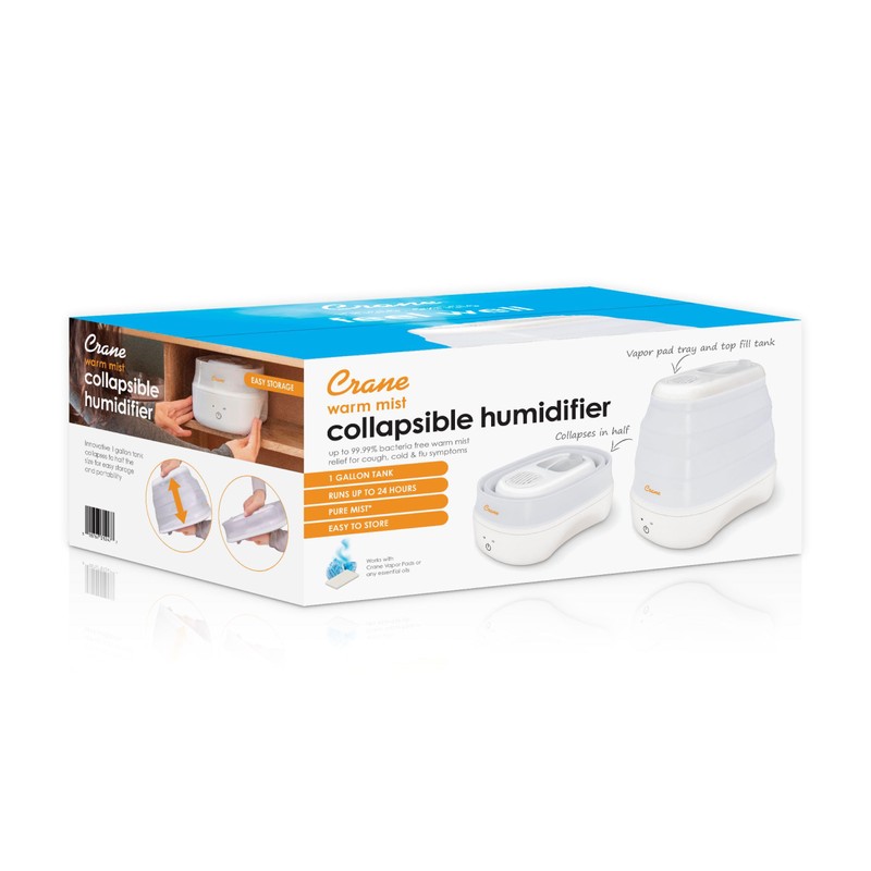 1 Gal. Warm Mist Collapsible Humidifier, White, Top Fill, for
