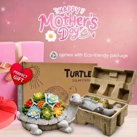 Nacome Solar Garden Outdoor Statues Turtle With Succulent And 7 Led Li