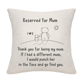 Funny Cartoon Cushion Covers Thank You For Being My Mum If I Had A Different Mum I Would Pouch Him In The Face And Go Find You for Mum Mother Mummy Mama Birthday Mother's Day (mum)