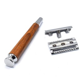 OdontoMed2011® Men Classic Shaving Razor Wood Handle Double Edge Safety Razor Shaver with 5 Pcs Razor Blades BTS-309