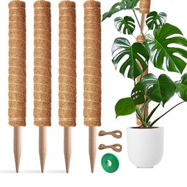 Moss Pole, 4 Pack 17Inch Monstera Plant Support for Climbing Plants Accessories Indoor -Stackable Moss Poles Plant Support Stakes -Coir Plant Pole Sticks for Potted Plants -Pothos, Tall Plant Trellis