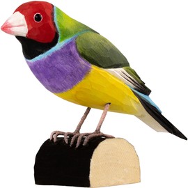 WILDLIFEGARDEN Wildlife Garden WG4814 DecoBird Gouldamadine - Hand Carved Decorative Wooden Bird - Australian Birds