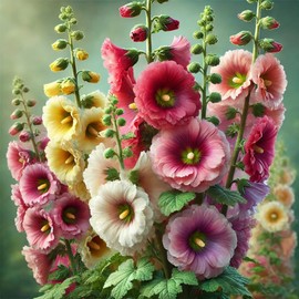 CEMEHA SEEDS - Seeds Hollyhock Spring Double Mix Mallow Perennial Flowers for Planting