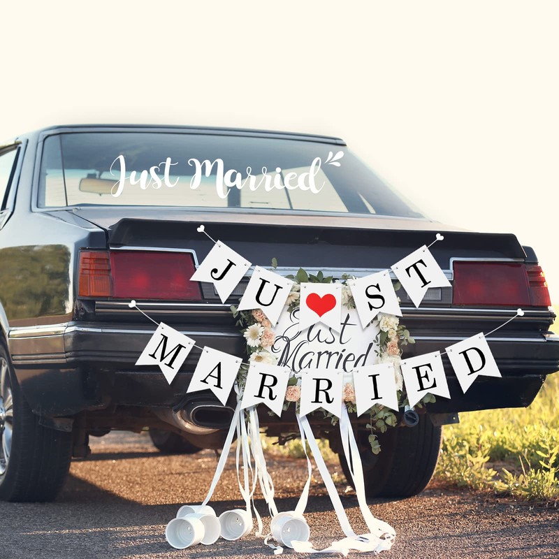 Tallew 4 Sets Just Married Car Decorations Ornate Magnets 12