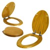 Angel Shield Wood Veneer Natural Toilet Seat with Quiet Close,