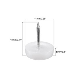 sourcing map Furniture Feet Nail Plastic Glide Nails Chair Table Leg Protector Pads 14mm Dia White 20pcs