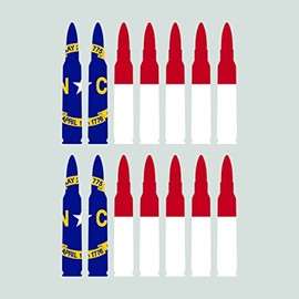 Two Pack North Carolina Flag Bullet Ammo Sticker Self Adhesive Vinyl Decal FA Graphix NC .223 5.56mm 2a Gun Rights